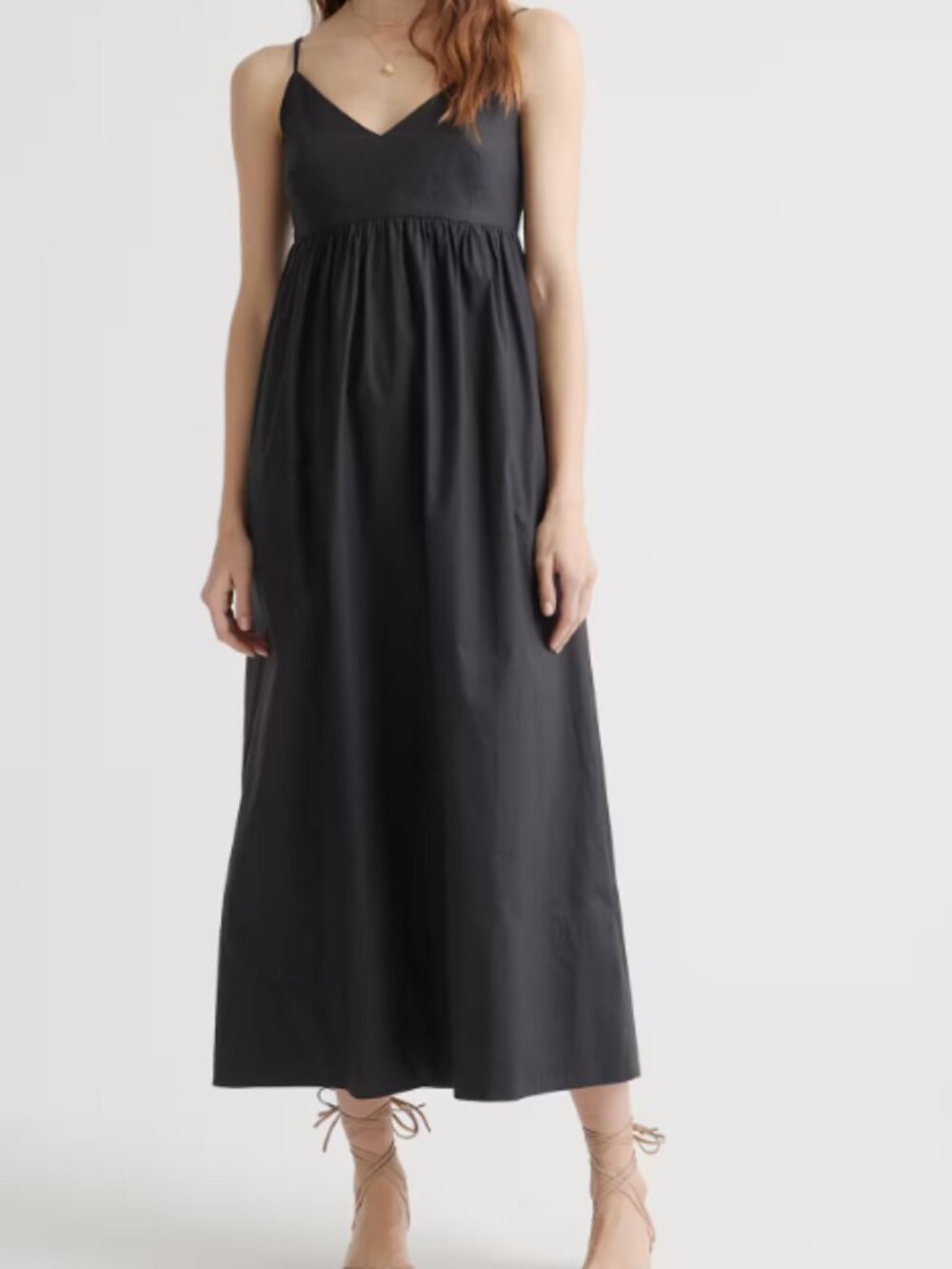 Quince 100% Organic Cotton Sleeveless Maxi Dress Black S NWT